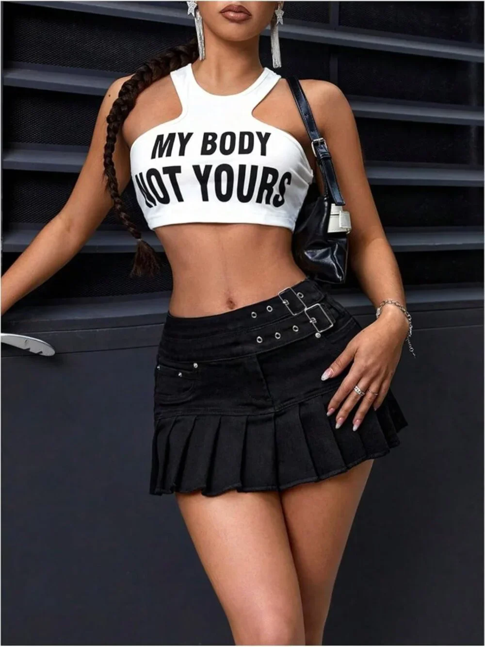 Trendy Y2K Denim Mini Skirt for Women | Western Cowgirl Pleated Style
